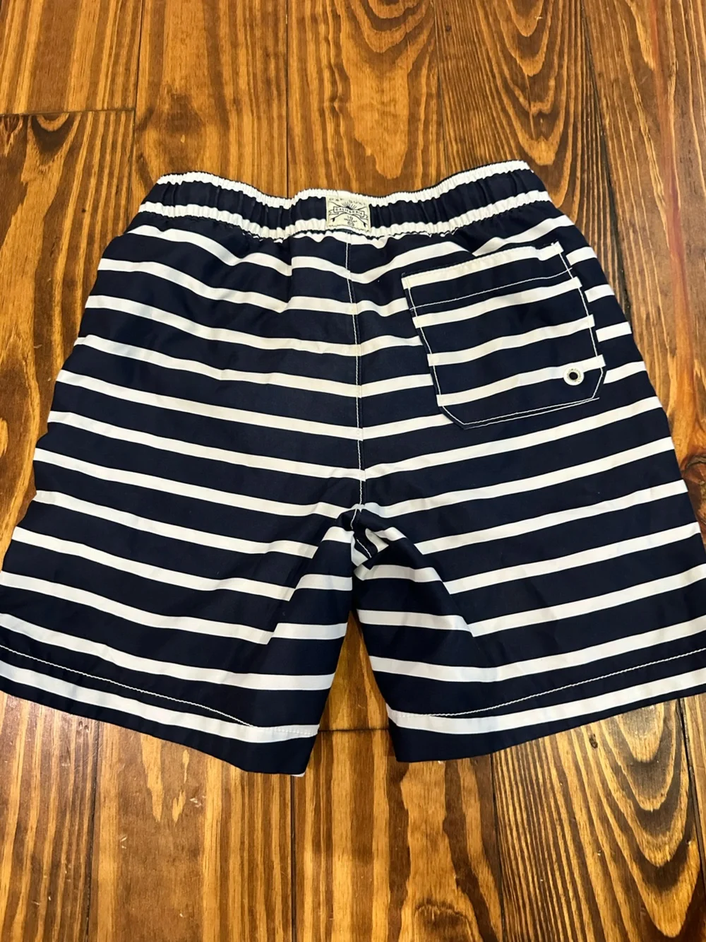 GAP Navy & White Striped Swim Hybrids with Orange Drawstring